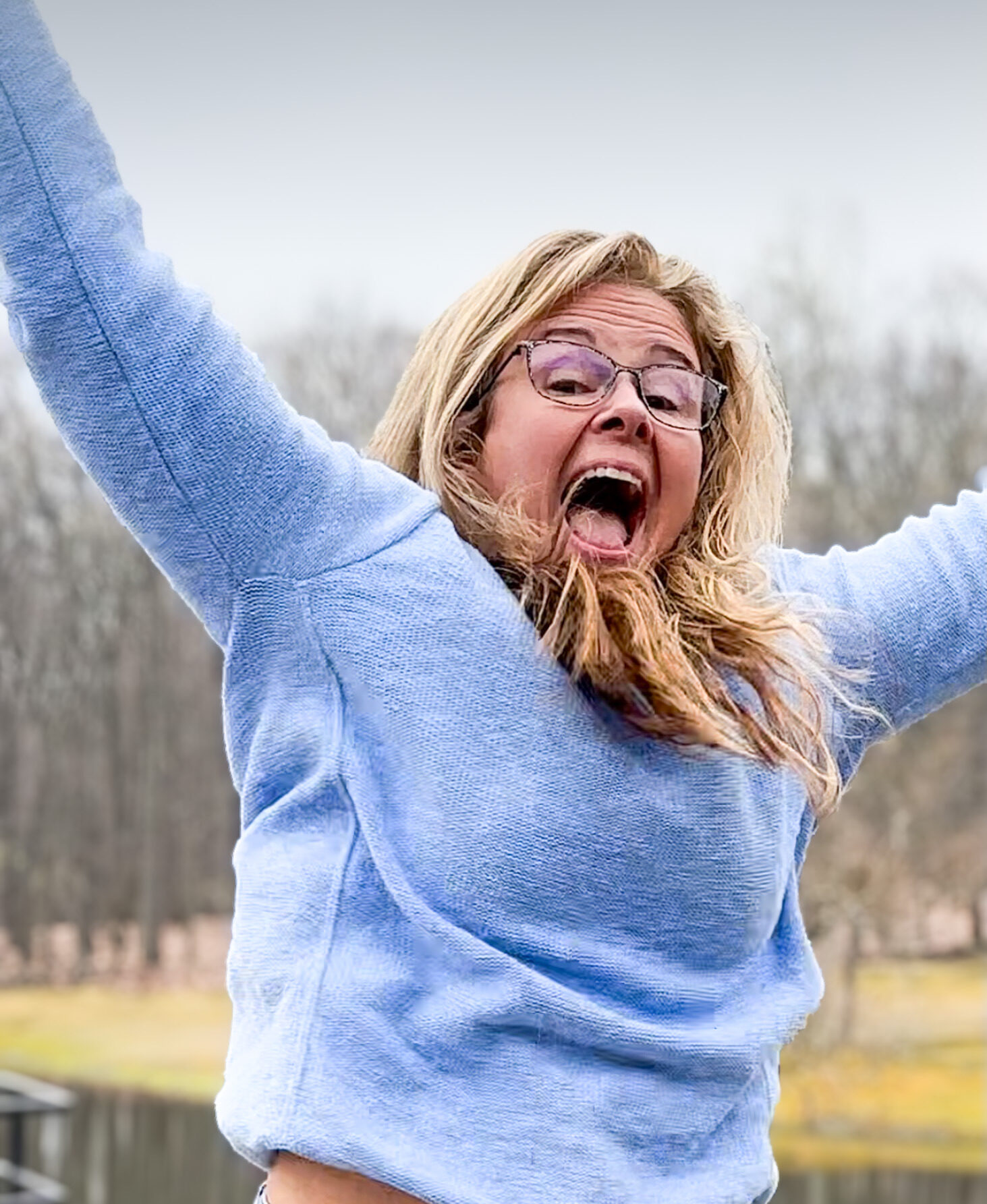 Kelly Taylor health well being jumping for joy